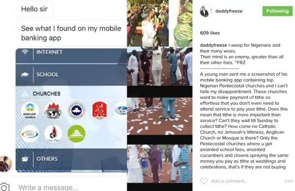 Pentecostal Churches now have apps so you can effortlessly pay tithe without attending service- Freeze